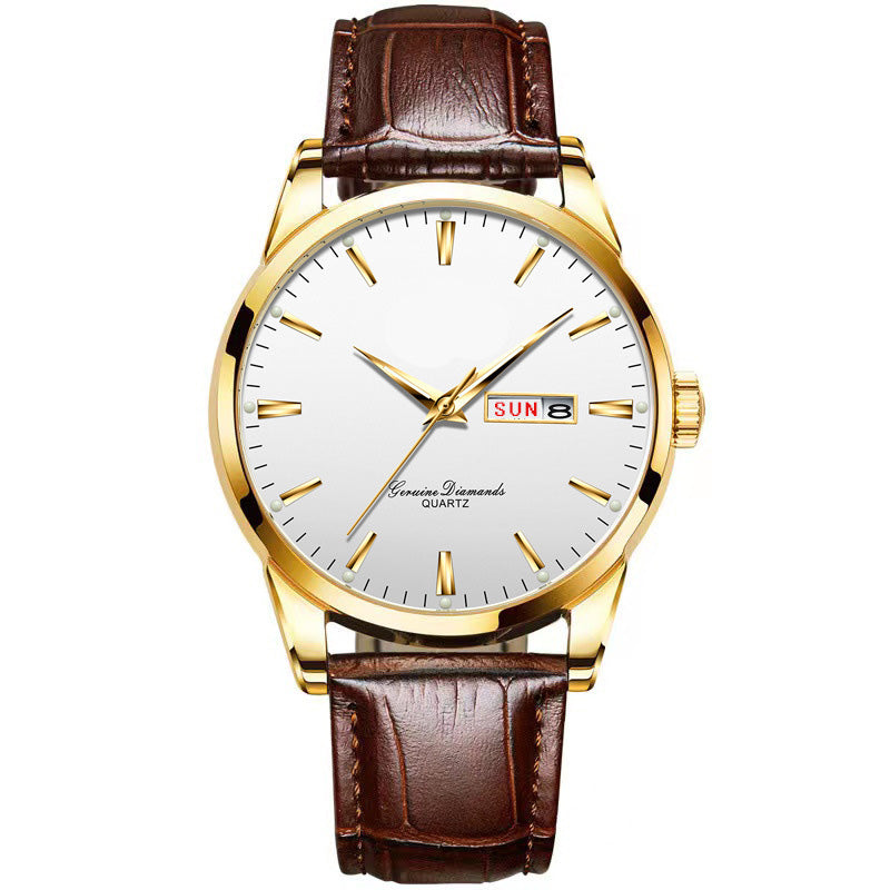 Gluschwein - ⌚ 53% RABATT! ✨ Klassische Armbanduhr – Tages- & Datumsanzeige, leuchtend, kratzfestes Glas & Kunstlederband ⏱️