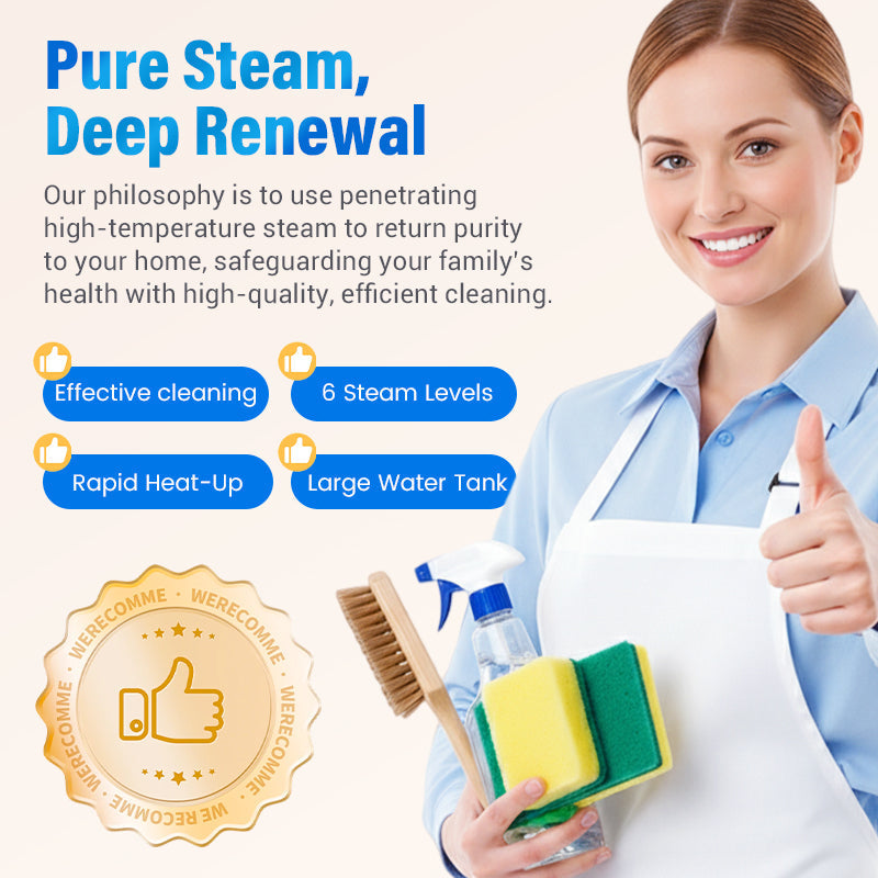 🥳 2026 HEISSER VERKAUF 🥳 💞 50K+ VERKAUFT! 📢⏰ 50% RABATT! Hochtemperatur-Dampfreiniger – 105°C Dampf, 15 s Aufheizzeit. 🌡️ Tötet 99,9 % der Keime ab – ohne Chemie. 🎚️ 6 Dampfstufen – großer Tank 1100 ml. ✨ Für viele Oberflächen – Reinigungswunder! 🔥