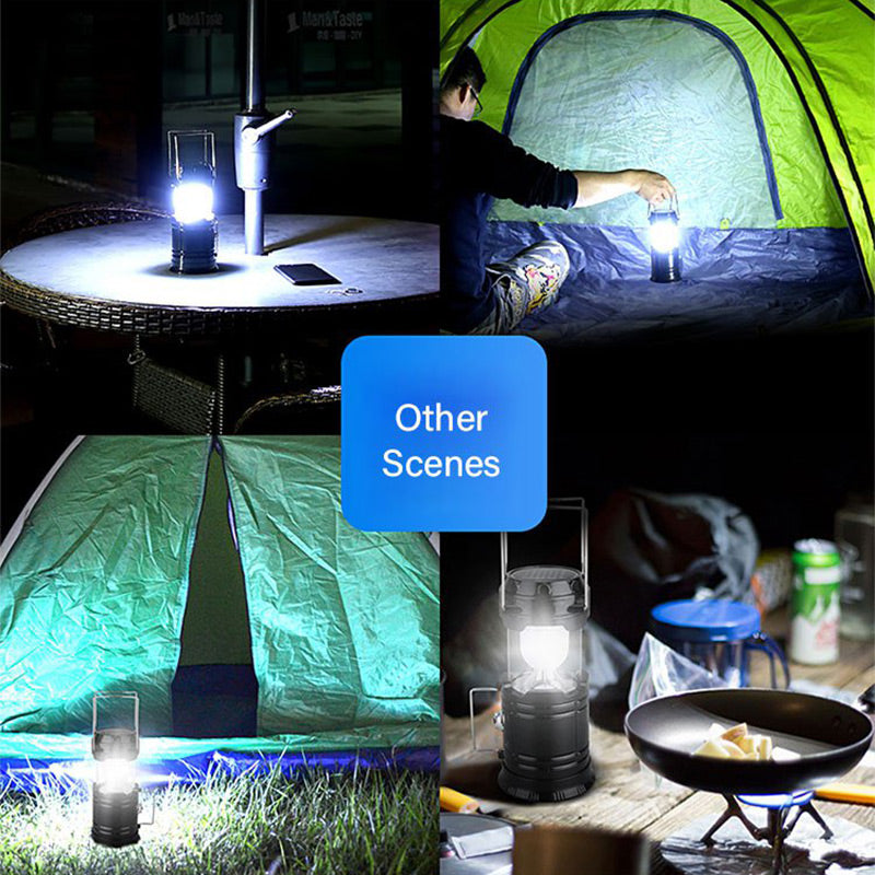 🏕️ 50% RABATT NU! 🔦 Solcellsdriven Infällbar Campinglampa – 2-i-1 Skrivbordslampa & Ficklampa – Perfekt för Äventyr ☀️
