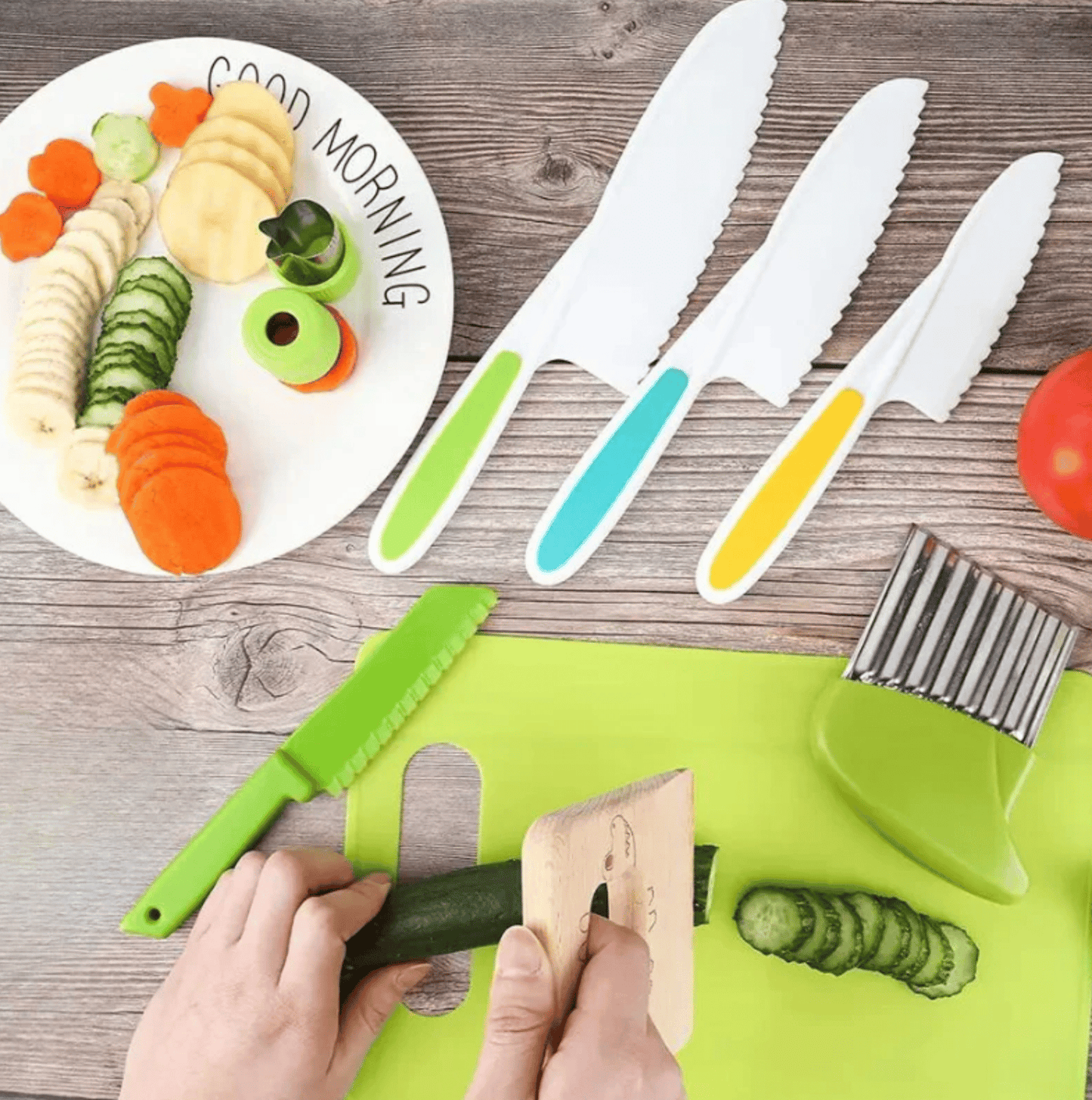 ✂️ 50 % RABATT! ✂️ Montessori-Küchenset für Kinder – Sichere Messer, Schneidebretter und Ausstechformen für kleine Köche 🍓🔪