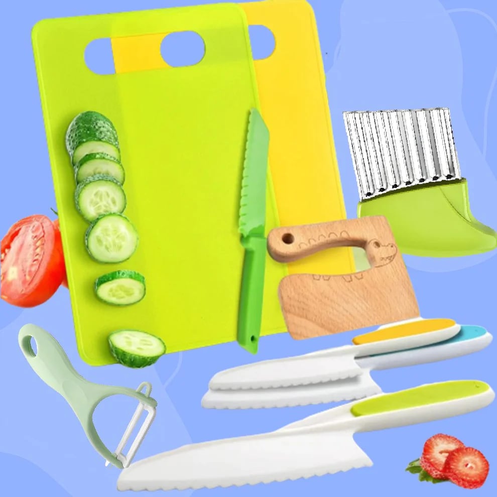 ✂️ 50 % RABATT! ✂️ Montessori-Küchenset für Kinder – Sichere Messer, Schneidebretter und Ausstechformen für kleine Köche 🍓🔪