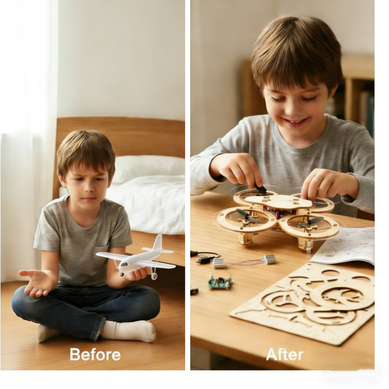 ✈️🚁 50% RABATT! DIY-Holz-Drohnen-Bausatz für Kinder – Höhenstabilisierung, stabile Fernsteuerung & extra Sicherheit! 🎁✨