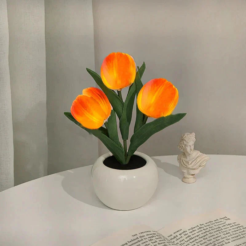 Gluschwein - 🌷LED-Tulpenlampe, simuliertes Tulpen-Nachtlicht mit Vase, Tischlampe, Dekoration, geeignet für Zuhause, Wohnzimmer, Tischdekoration