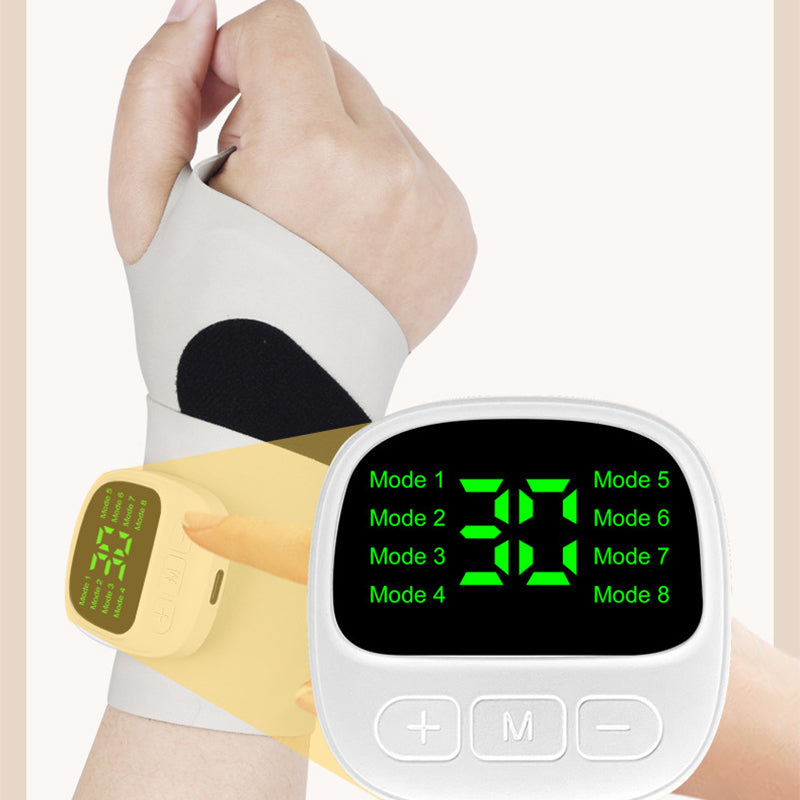 📢📢50 % Rabatt!! 🔥🎁 🎯 Praktisches Handgelenk-Massagegerät | Leicht tragbar, atmungsaktiv, 8 Massageprogramme – Löst Handgelenkschmerzen zu Hause & Büro