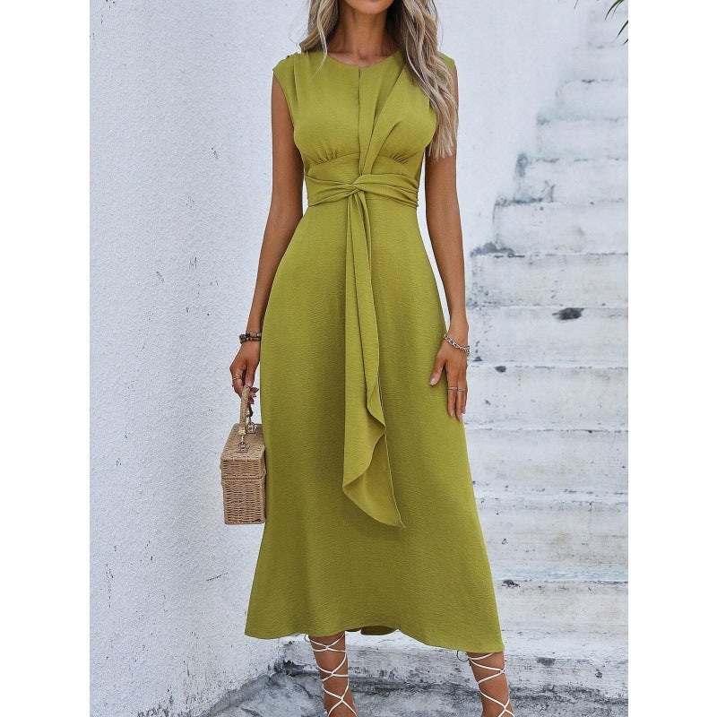 🔥🎁 Neuheit 2026 ✨👗 Elegantes Kleid mit Rundhalsausschnitt 💛