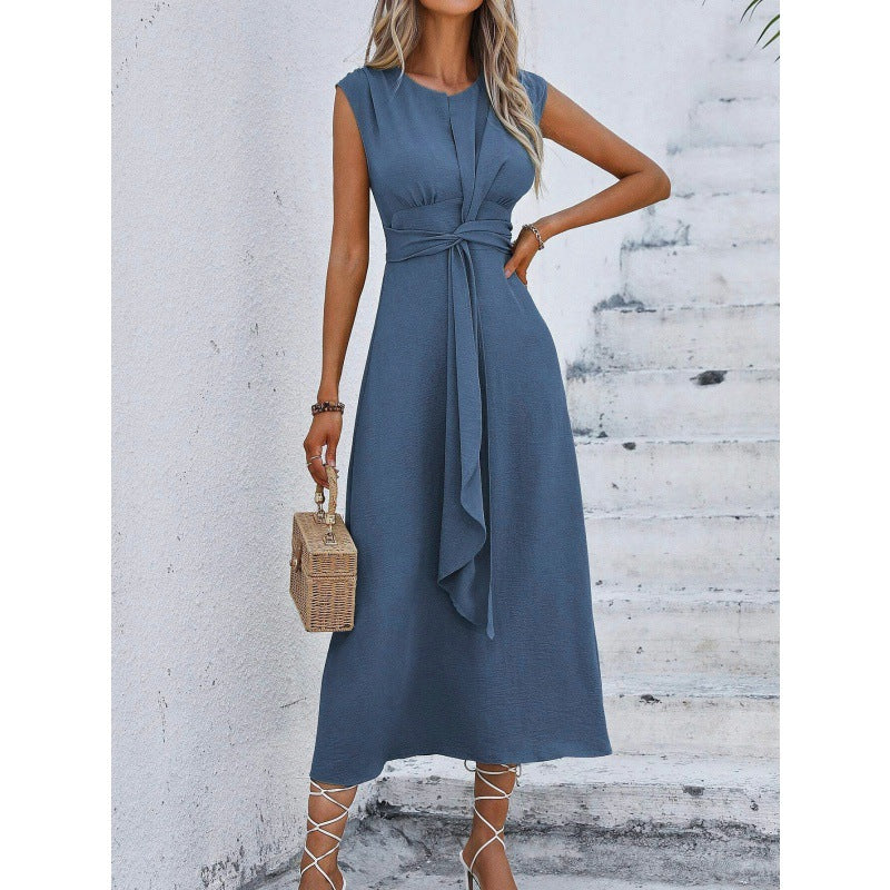🔥🎁 Neuheit 2026 ✨👗 Elegantes Kleid mit Rundhalsausschnitt 💛