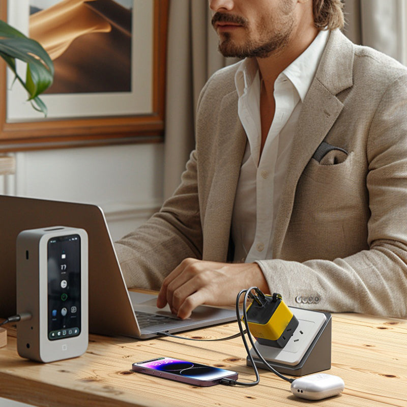 ✨⚡3-in-1-GaN-Ladegerät, 80 W MAX skalierbares Schnelllademodul mit Typ-C-Kabel und 2 USB-Anschlüssen