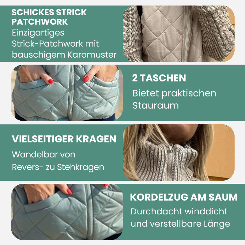🔥Solange der Vorrat reicht 50% Rabatt!🎉Gestrickte Patchwork-Pufferjacke für Damen