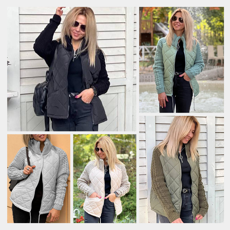 🔥Solange der Vorrat reicht 50% Rabatt!🎉Gestrickte Patchwork-Pufferjacke für Damen