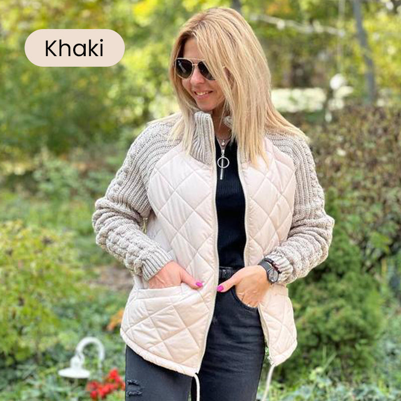 🔥Solange der Vorrat reicht 50% Rabatt!🎉Gestrickte Patchwork-Pufferjacke für Damen