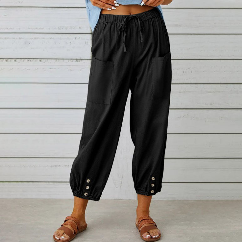 Gluschwein - 👖 💞 Weite Gerade Damenhose aus Baumwolle & Leinen – Atmungsaktiv, Schmeichelhafte Passform & Praktische Taschen ✨