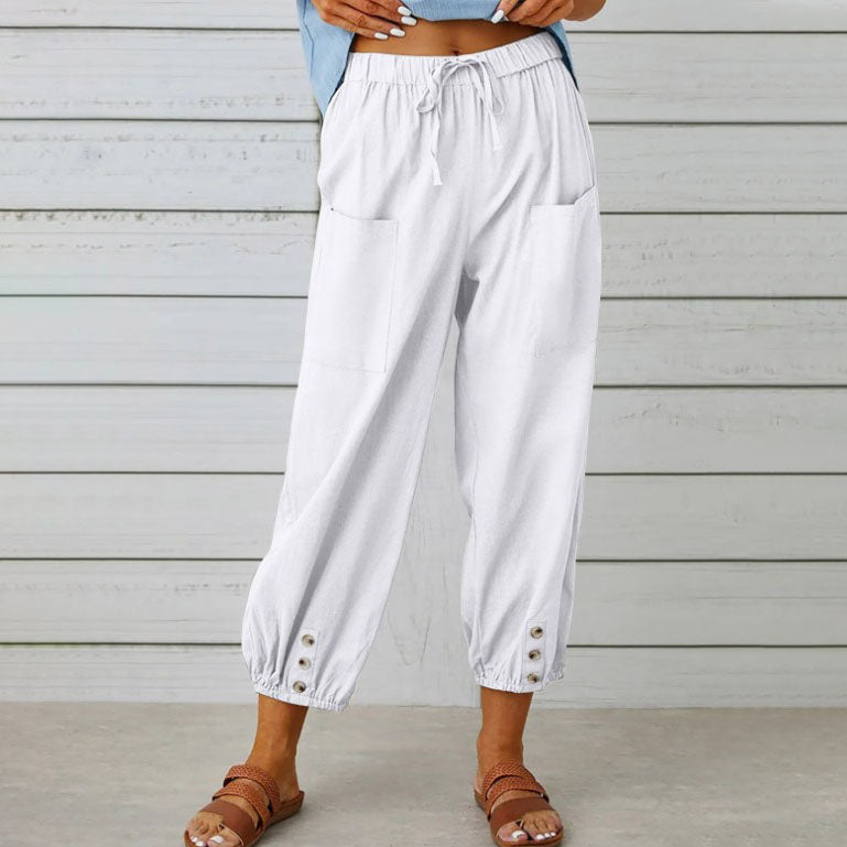 Gluschwein - 👖 💞 Weite Gerade Damenhose aus Baumwolle & Leinen – Atmungsaktiv, Schmeichelhafte Passform & Praktische Taschen ✨