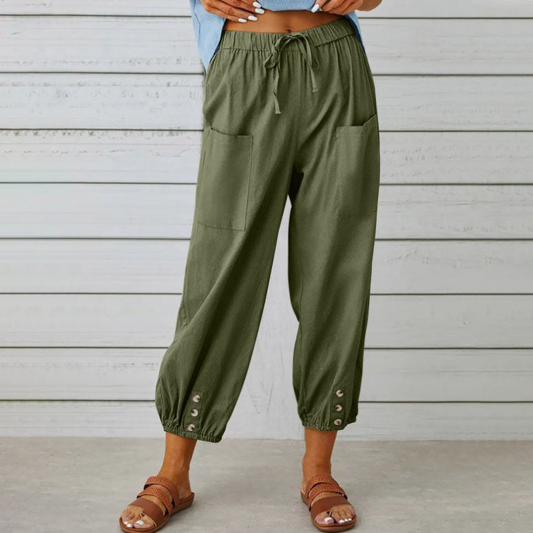 Gluschwein - 👖 💞 Weite Gerade Damenhose aus Baumwolle & Leinen – Atmungsaktiv, Schmeichelhafte Passform & Praktische Taschen ✨