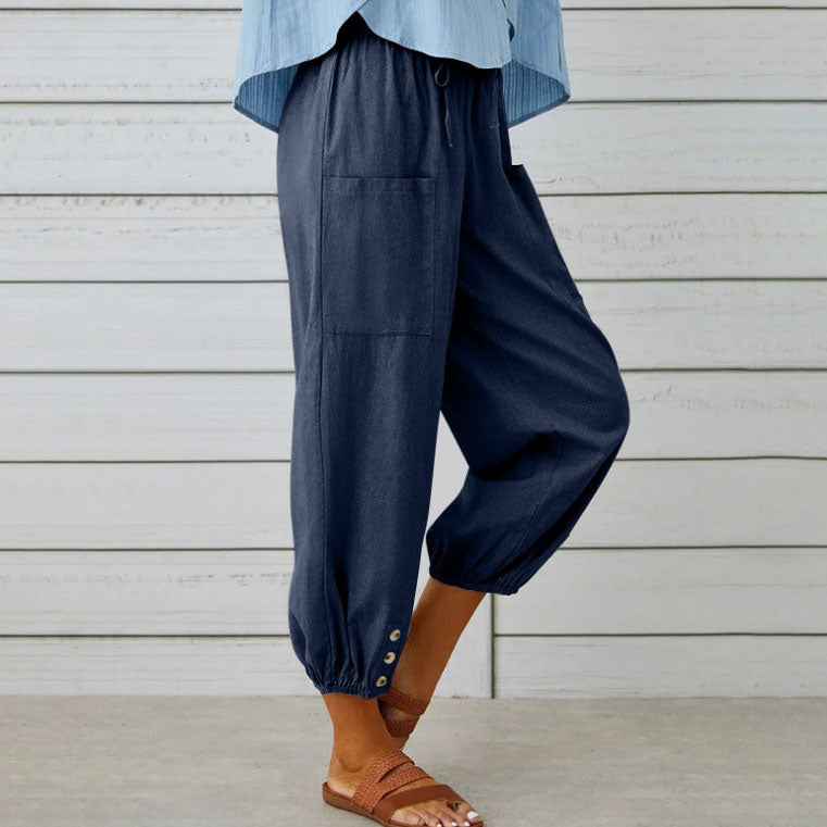 Gluschwein - 👖 💞 Weite Gerade Damenhose aus Baumwolle & Leinen – Atmungsaktiv, Schmeichelhafte Passform & Praktische Taschen ✨