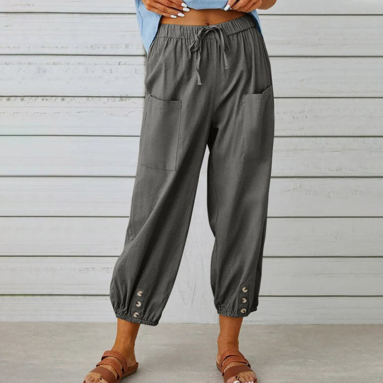 Gluschwein - 👖 💞 Weite Gerade Damenhose aus Baumwolle & Leinen – Atmungsaktiv, Schmeichelhafte Passform & Praktische Taschen ✨