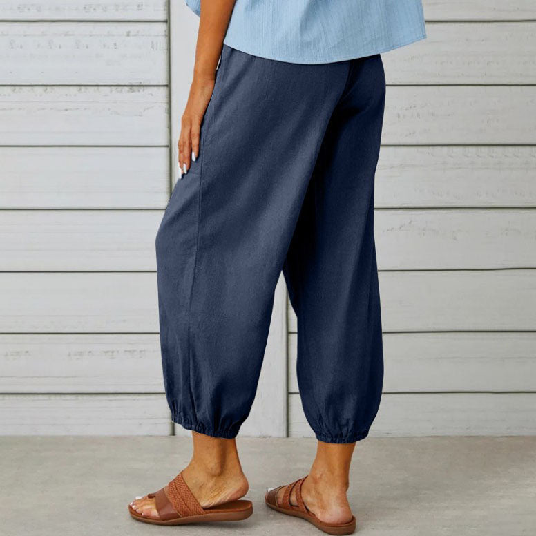 Gluschwein - 👖 💞 Weite Gerade Damenhose aus Baumwolle & Leinen – Atmungsaktiv, Schmeichelhafte Passform & Praktische Taschen ✨