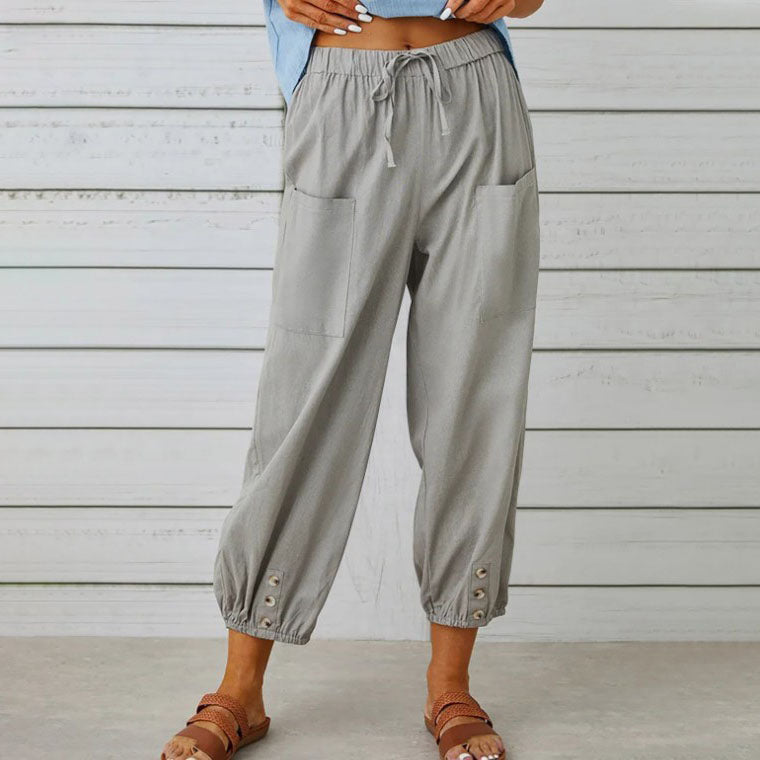 Gluschwein - 👖 💞 Weite Gerade Damenhose aus Baumwolle & Leinen – Atmungsaktiv, Schmeichelhafte Passform & Praktische Taschen ✨