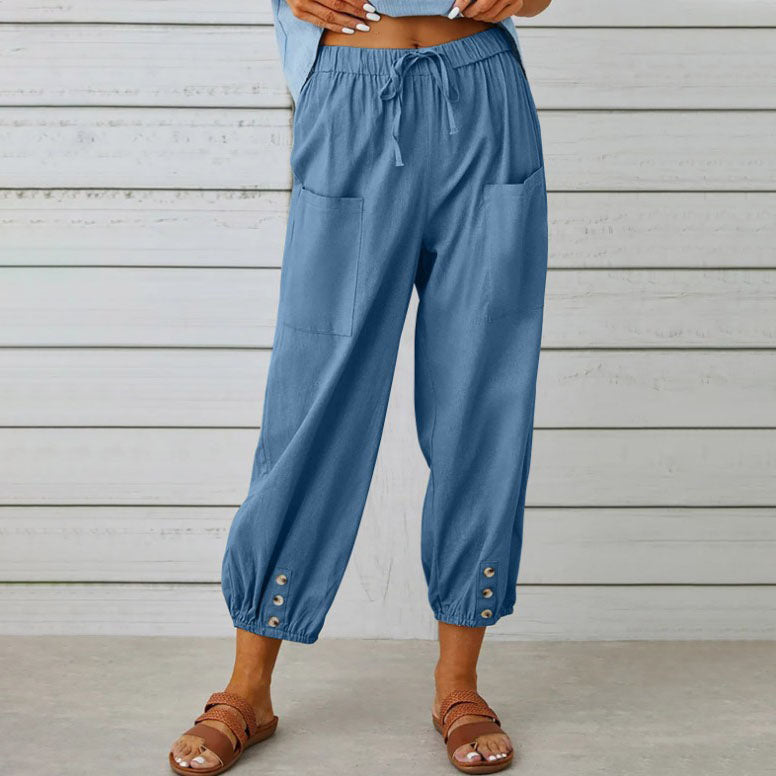 Gluschwein - 👖 💞 Weite Gerade Damenhose aus Baumwolle & Leinen – Atmungsaktiv, Schmeichelhafte Passform & Praktische Taschen ✨