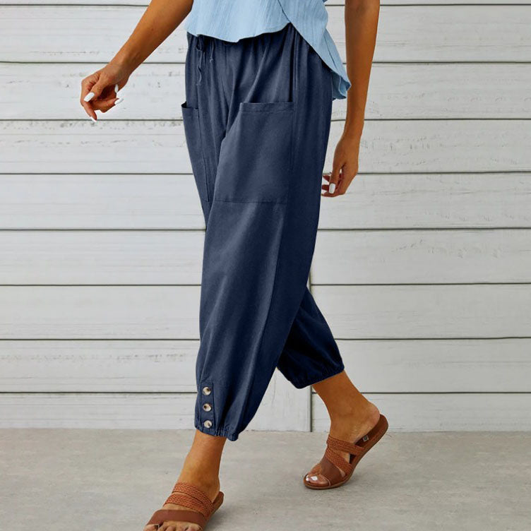 Gluschwein - 👖 💞 Weite Gerade Damenhose aus Baumwolle & Leinen – Atmungsaktiv, Schmeichelhafte Passform & Praktische Taschen ✨