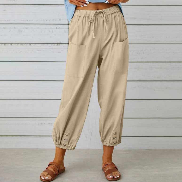 Gluschwein - 👖 💞 Weite Gerade Damenhose aus Baumwolle & Leinen – Atmungsaktiv, Schmeichelhafte Passform & Praktische Taschen ✨