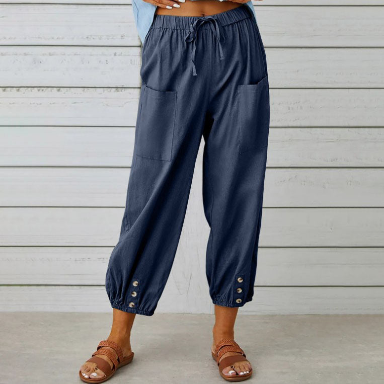 Gluschwein - 👖 💞 Weite Gerade Damenhose aus Baumwolle & Leinen – Atmungsaktiv, Schmeichelhafte Passform & Praktische Taschen ✨