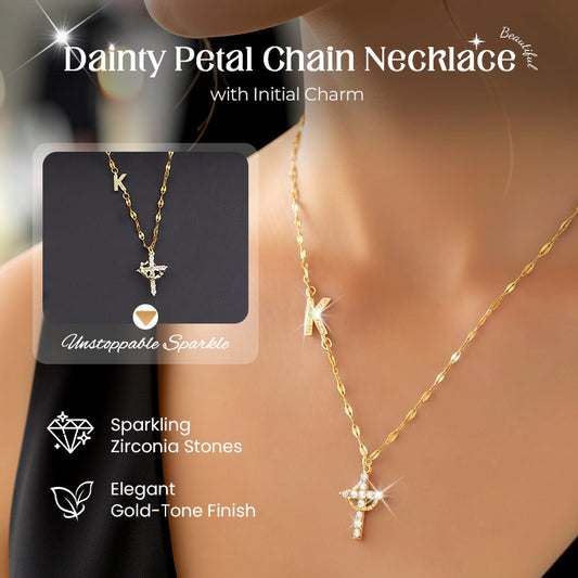 Gluschwein - 🌸 50% RABATT! ✨ Zarte Blütenblatt-Kette mit Initialen-Anhänger – Personalisiertes Design, Feine Verarbeitung & Perfekt Als Bedeutungsvolles Geschenk 🎁