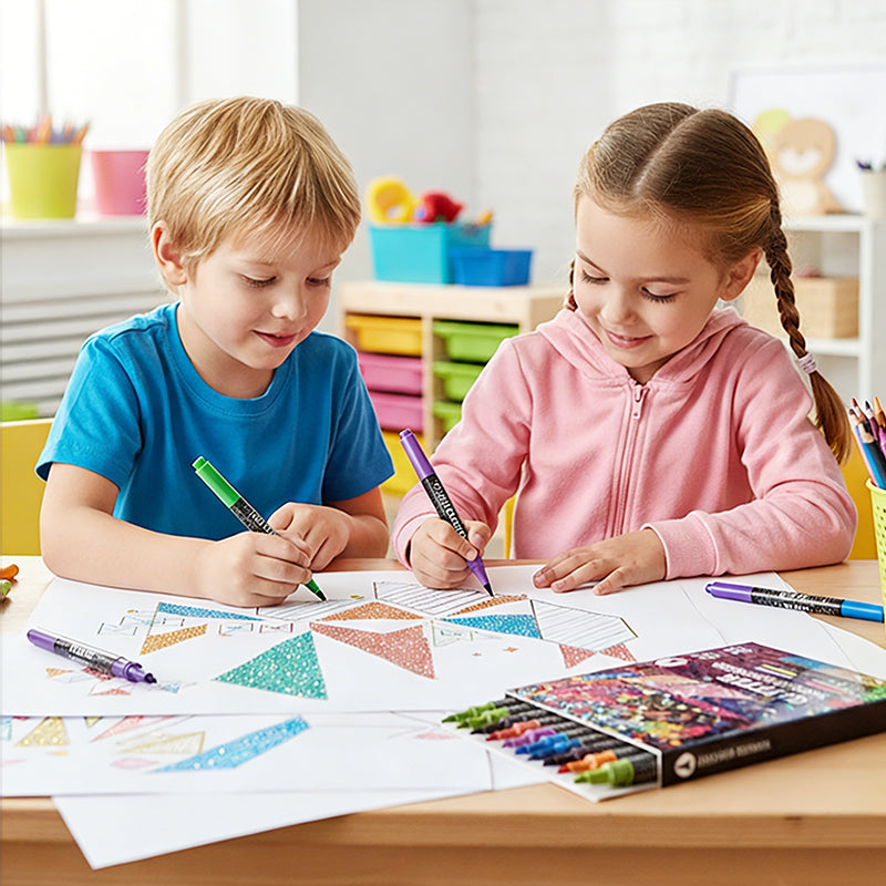 Gluschwein - 🎨 50% RABATT! ✨ 24-Farben Dual-Tip Glitzer-Marker Set – Glitter & Fine Tip, Lebendige Farben & Perfekt Für Kunst, Basteln & Handlettering 🖌️