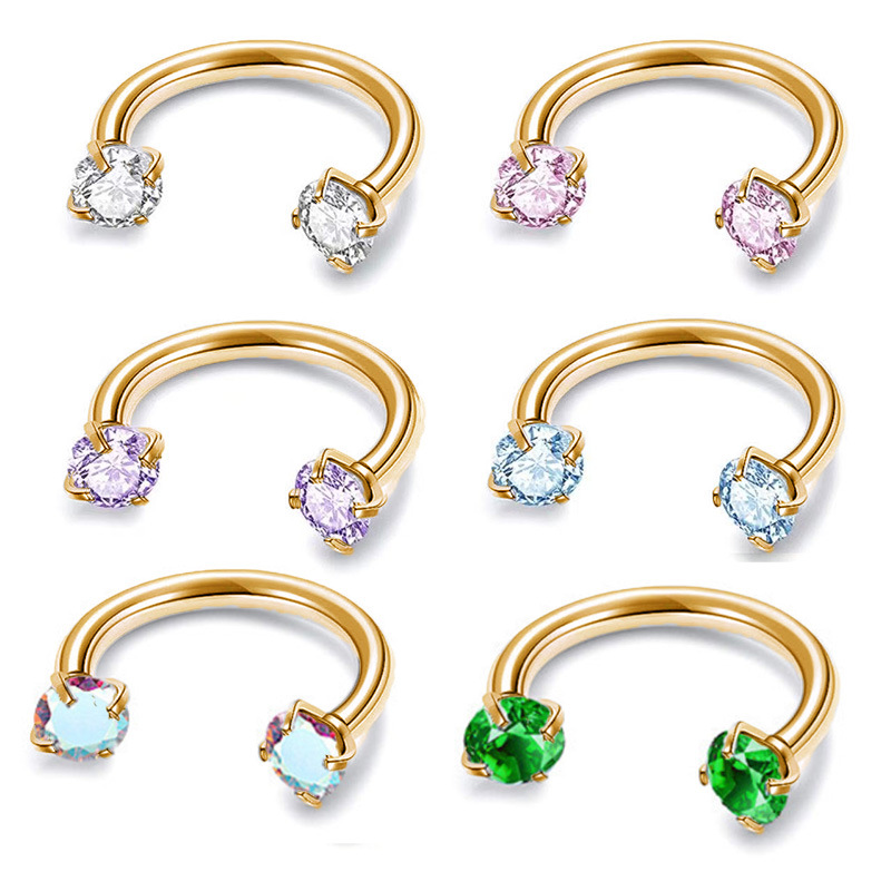Gluschwein - ✨ Runder Hantel-Septumring mit Zirkonia-Steinen – Dezent & strahlend!