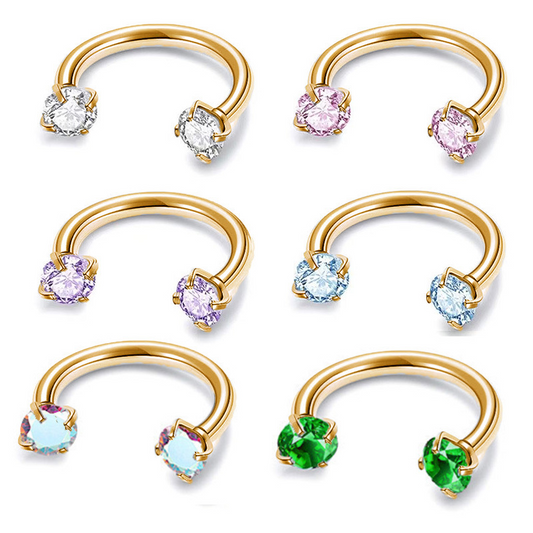 Gluschwein - ✨ Runder Hantel-Septumring mit Zirkonia-Steinen – Dezent & strahlend!