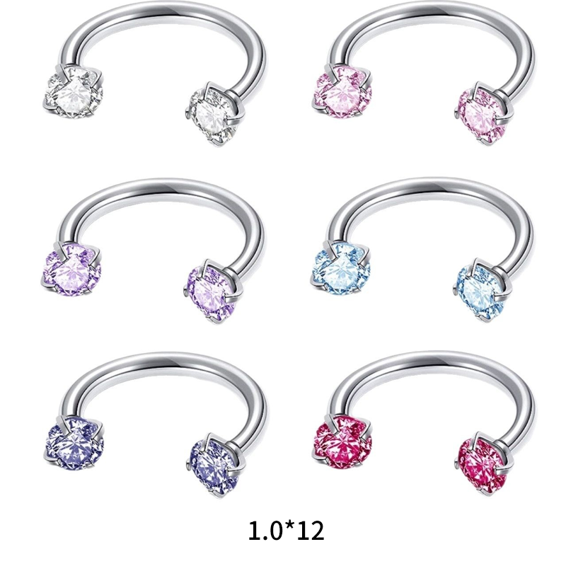 Gluschwein - ✨ Runder Hantel-Septumring mit Zirkonia-Steinen – Dezent & strahlend!