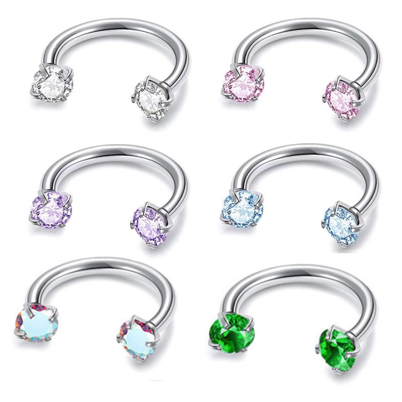 Gluschwein - ✨ Runder Hantel-Septumring mit Zirkonia-Steinen – Dezent & strahlend!