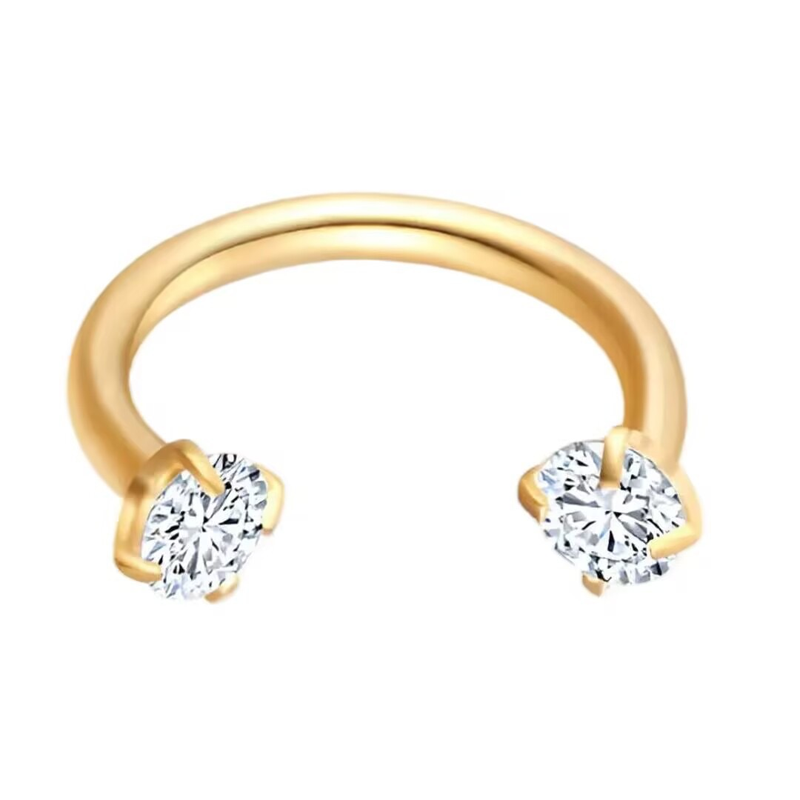 Gluschwein - ✨ Runder Hantel-Septumring mit Zirkonia-Steinen – Dezent & strahlend!