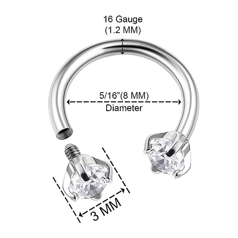 Gluschwein - ✨ Runder Hantel-Septumring mit Zirkonia-Steinen – Dezent & strahlend!