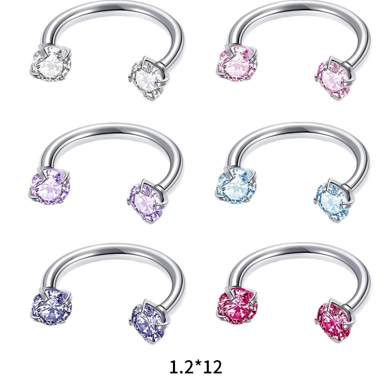 Gluschwein - ✨ Runder Hantel-Septumring mit Zirkonia-Steinen – Dezent & strahlend!