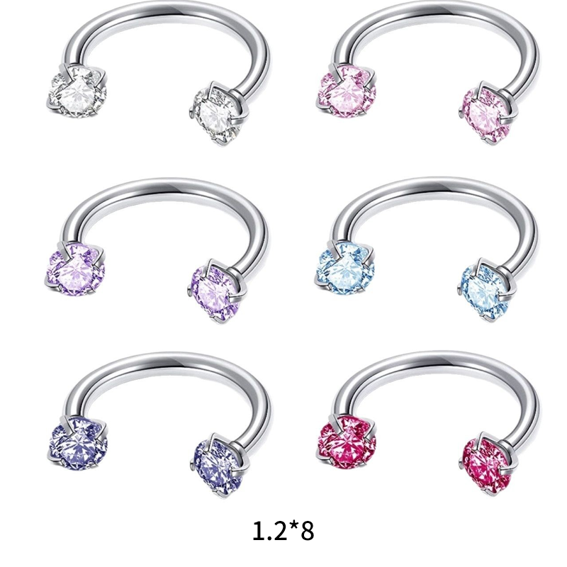 Gluschwein - ✨ Runder Hantel-Septumring mit Zirkonia-Steinen – Dezent & strahlend!