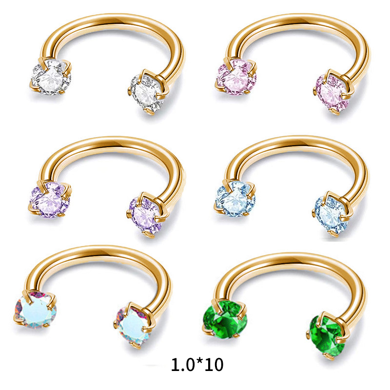 Gluschwein - ✨ Runder Hantel-Septumring mit Zirkonia-Steinen – Dezent & strahlend!