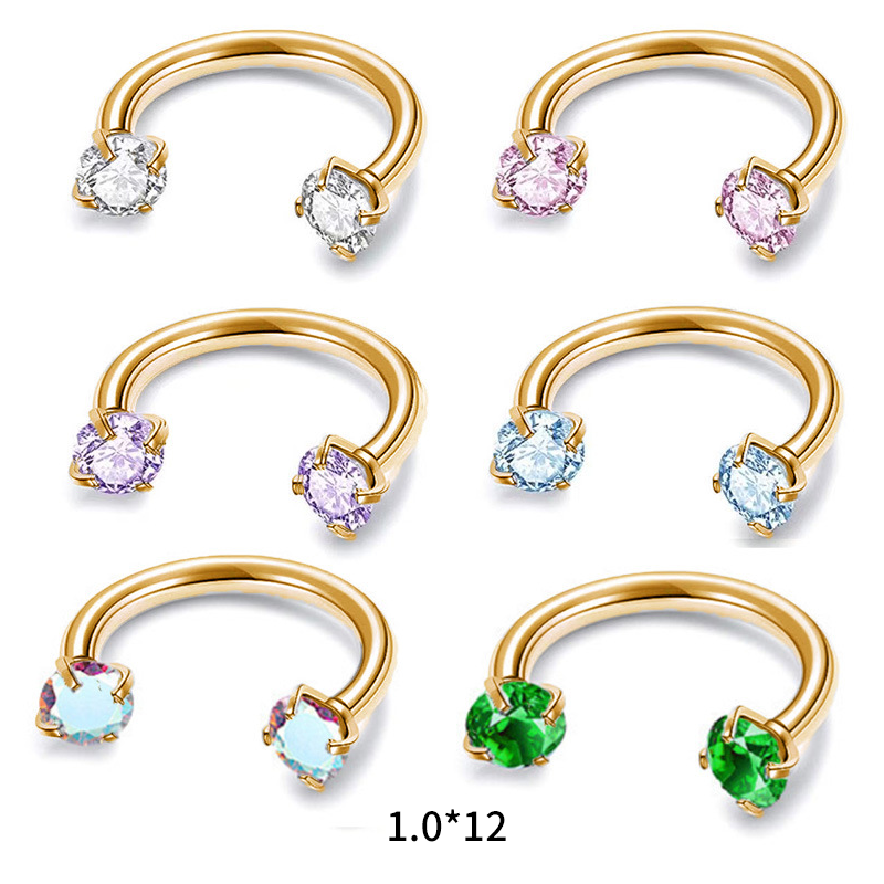 Gluschwein - ✨ Runder Hantel-Septumring mit Zirkonia-Steinen – Dezent & strahlend!
