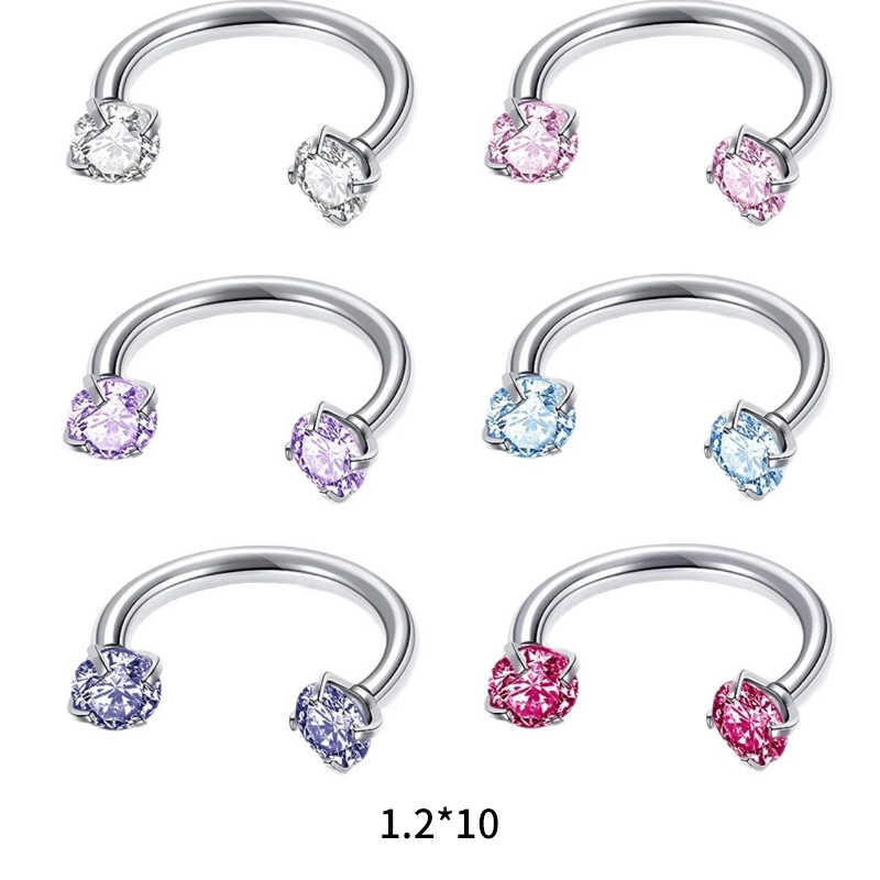 Gluschwein - ✨ Runder Hantel-Septumring mit Zirkonia-Steinen – Dezent & strahlend!