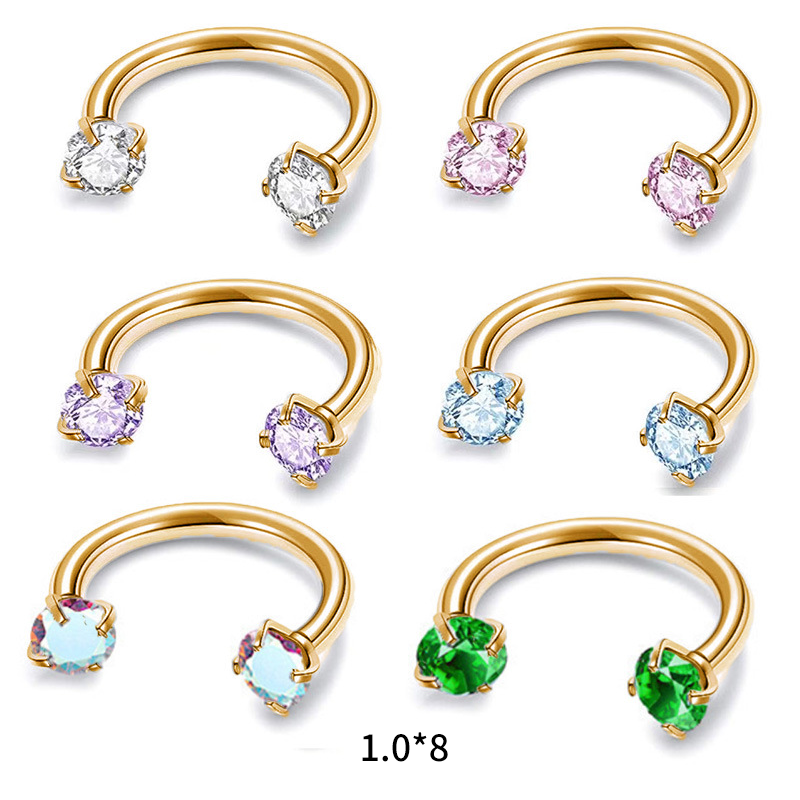 Gluschwein - ✨ Runder Hantel-Septumring mit Zirkonia-Steinen – Dezent & strahlend!