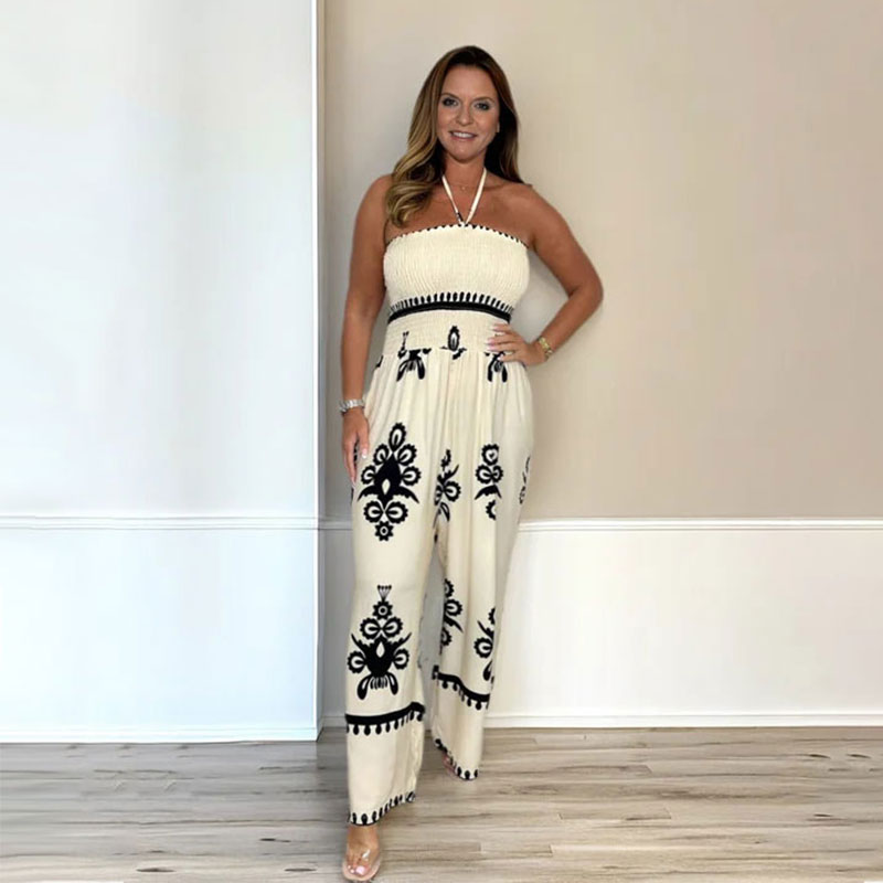 💥Sommer-Rabattaktion 49% RABATT💥 Damen Ärmelloser Halfter-Jumpsuit mit weitem Bein