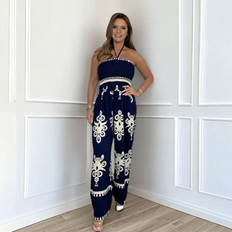 💥Sommer-Rabattaktion 49% RABATT💥 Damen Ärmelloser Halfter-Jumpsuit mit weitem Bein