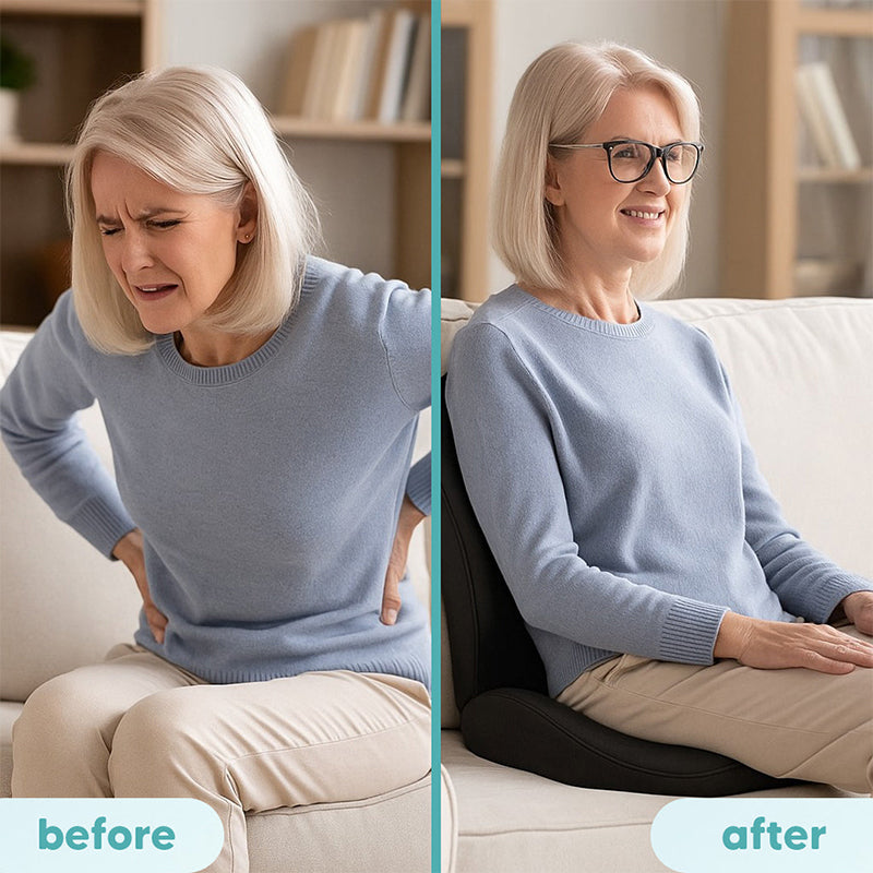 🪑 50% RABATT ! ✨ Ergonomisches Sitzkissen mit Lordosenstütze – Atmungsaktiver Sitzkomfort für Büro & Auto 🧘‍♂️