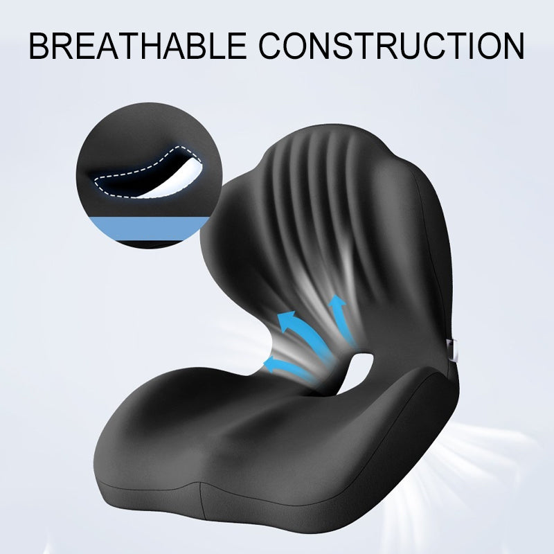 🪑 50% RABATT ! ✨ Ergonomisches Sitzkissen mit Lordosenstütze – Atmungsaktiver Sitzkomfort für Büro & Auto 🧘‍♂️