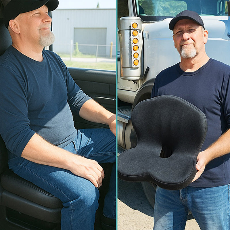 🪑 50% RABATT ! ✨ Ergonomisches Sitzkissen mit Lordosenstütze – Atmungsaktiver Sitzkomfort für Büro & Auto 🧘‍♂️
