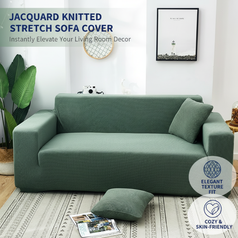 🛋️ 50% RABATT! 🧵 Jacquard-Stretch-Sofabezug aus Strick – Anti-Rutsch, Weicher Stoff & Universelle Passform 🏠
