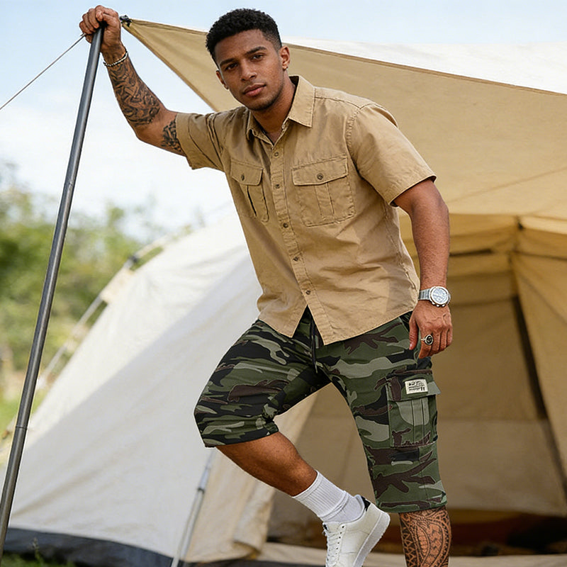 Gluschwein - 🔥 Herren-Camo-Cargoshorts mit Mehreren Taschen – Bequem, Strapazierfähig & Perfekt für Outdoor-Aktivitäten 🏕️