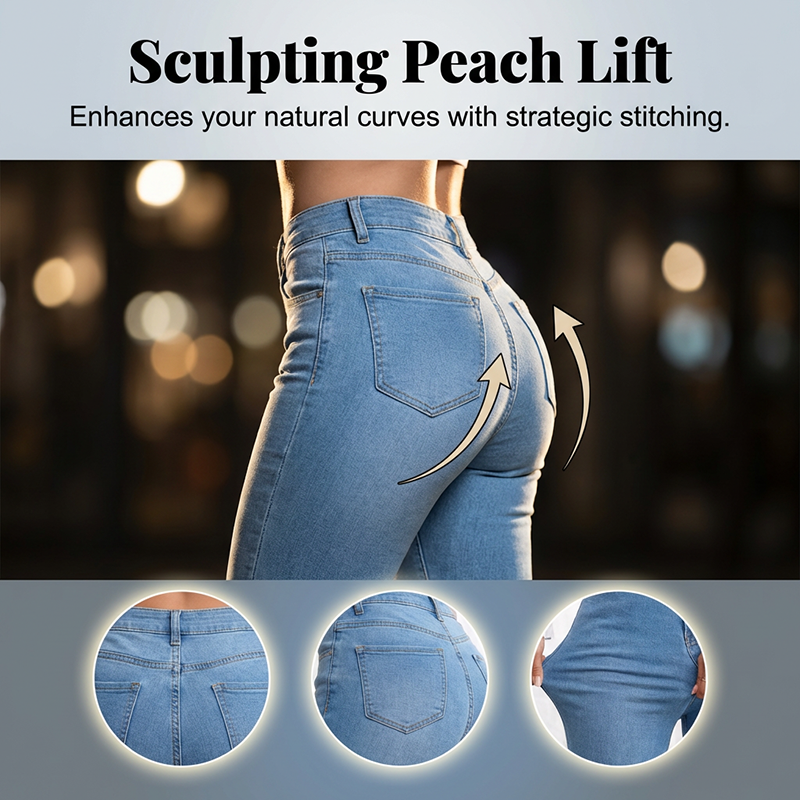 👖✨ Damen High-Waist Schlaghose – Slim Fit, Stretch, Locker & Leicht ausgestellte Jeans für Frühling