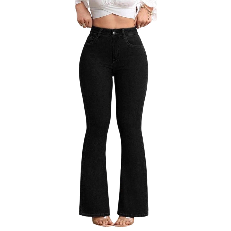 👖✨ Damen High-Waist Schlaghose – Slim Fit, Stretch, Locker & Leicht ausgestellte Jeans für Frühling