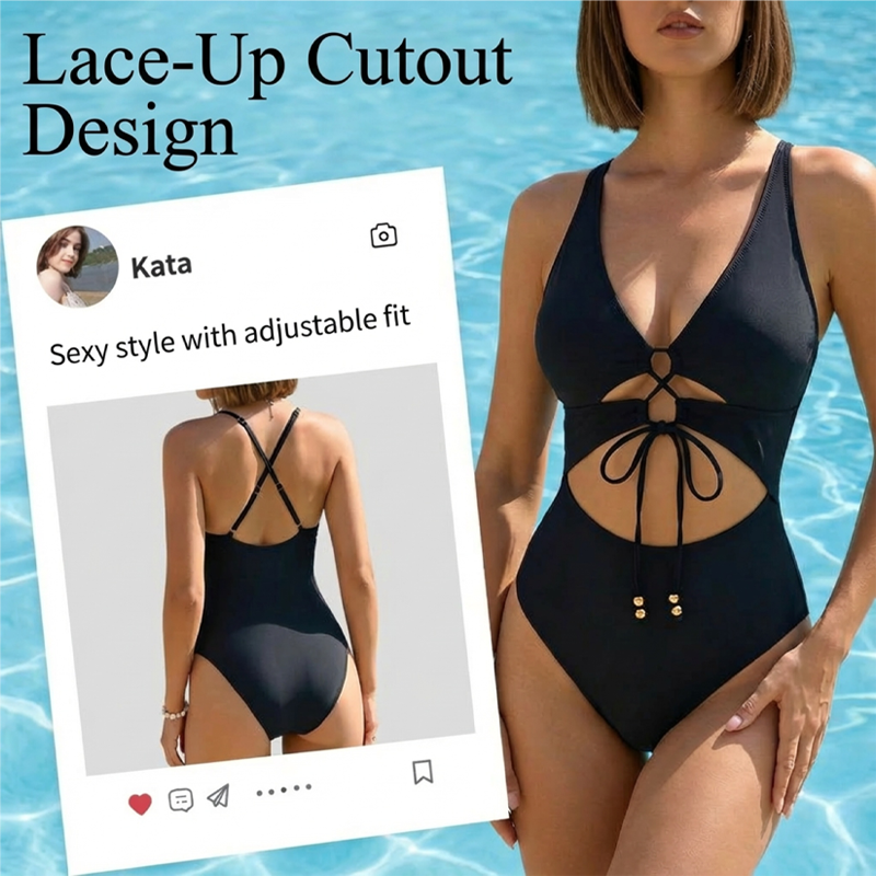 Monokini-Strandmode mit Schnürung vorne und Cut-outs 👙✨Zeig deinen Charme