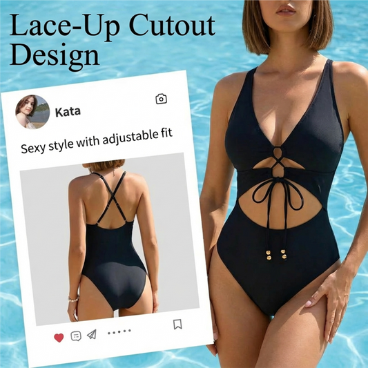 Gluschwein - Monokini-Strandmode mit Schnürung vorne und Cut-outs 👙✨Zeig deinen Charme